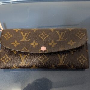Louis Vuitton Brown Monogram Continental Wallet with Pink Snap